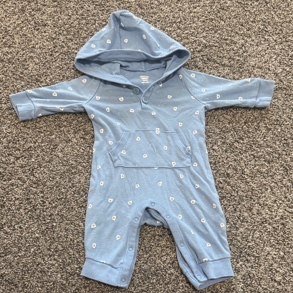 Old Navy Blue Hooded Baby One Piece
